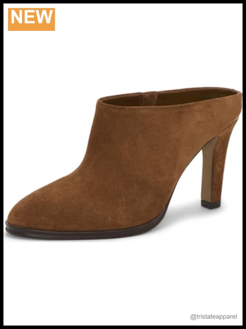 Suede High Heel Mule Block Heel Almond Toe Formal Wedding Shoe
